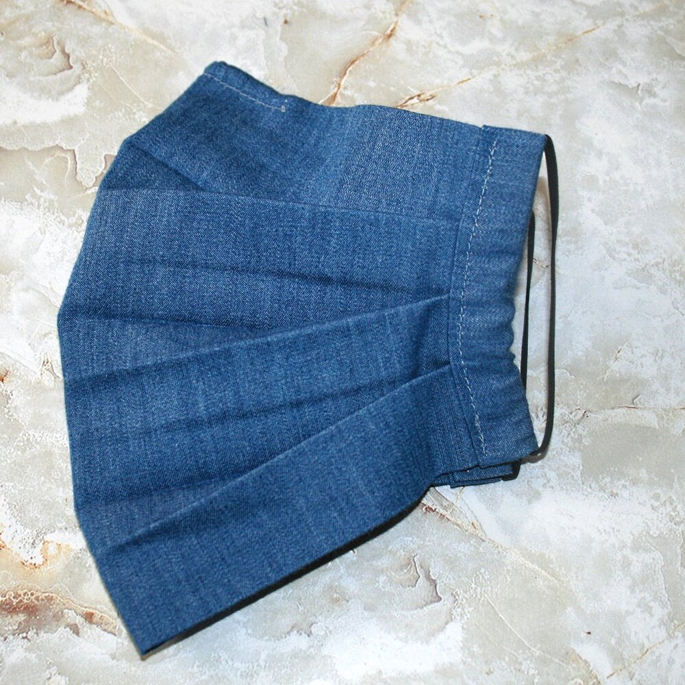 HAND CRAFTED Face Mask Chambray Denim Adult Cloth Fabric Solid - Pocket Style - Picture 4 of 15